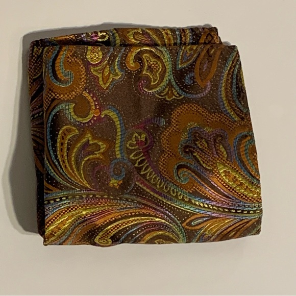 Steven Land The Big Knot Necktie in Multi-Color Floral Pattern and Handkerchief